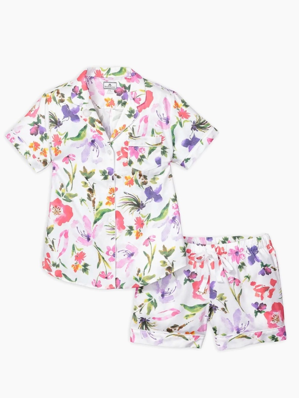 Petite Plume 2 Piece Garden Floral Shorts Pajama Set Women's Size Medium (Y)